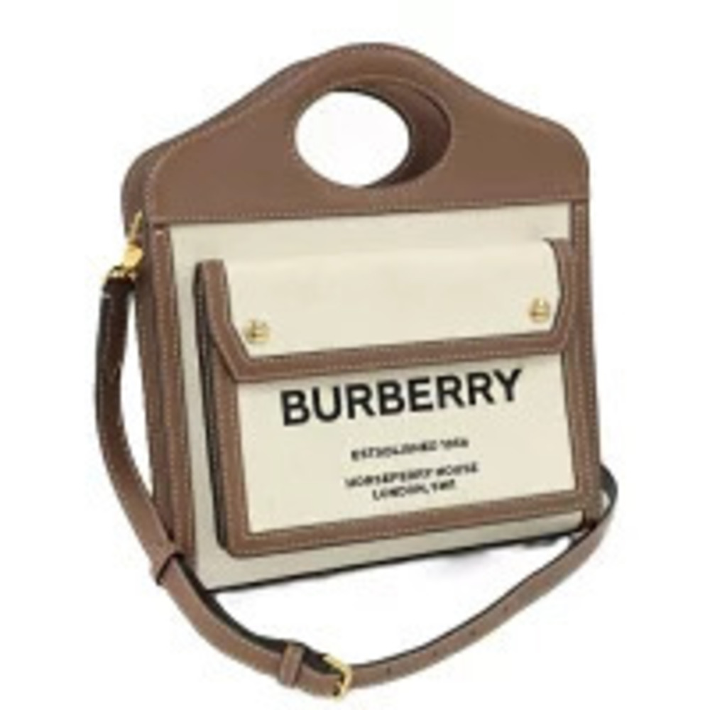 BURBERRY shoulder bag canvas leather Ivory White